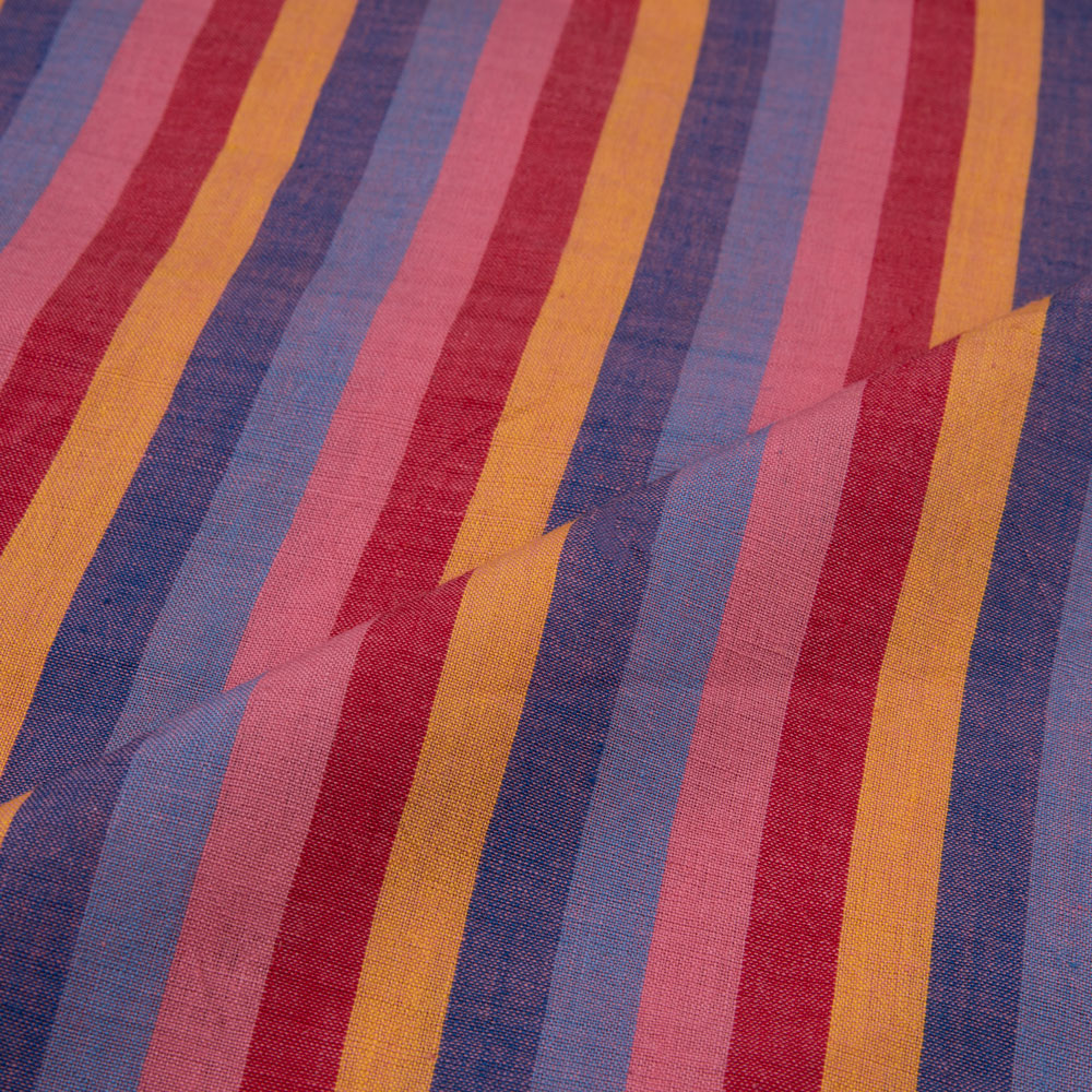 STRIPE MULRICOLOUR PURE COTTON 86 GSM HANDWOVEN FABRIC