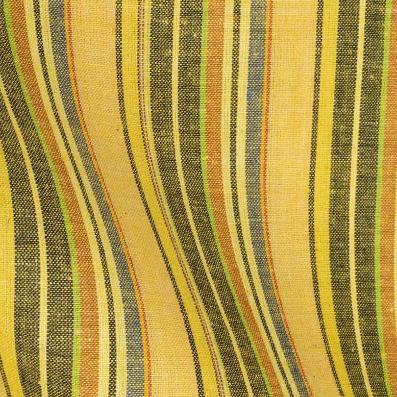 STRIPE YELLOW MULTICOLOUR PURE COTTON 97 GSM HANDWOVEN FABRIC