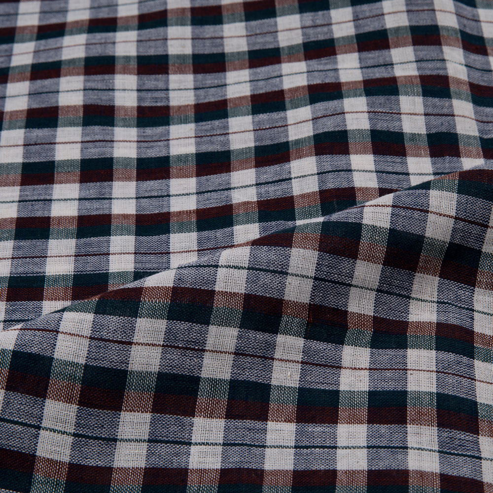 CHECK NAVY PURE COTTON 98 GSM HANDWOVEN FABRIC