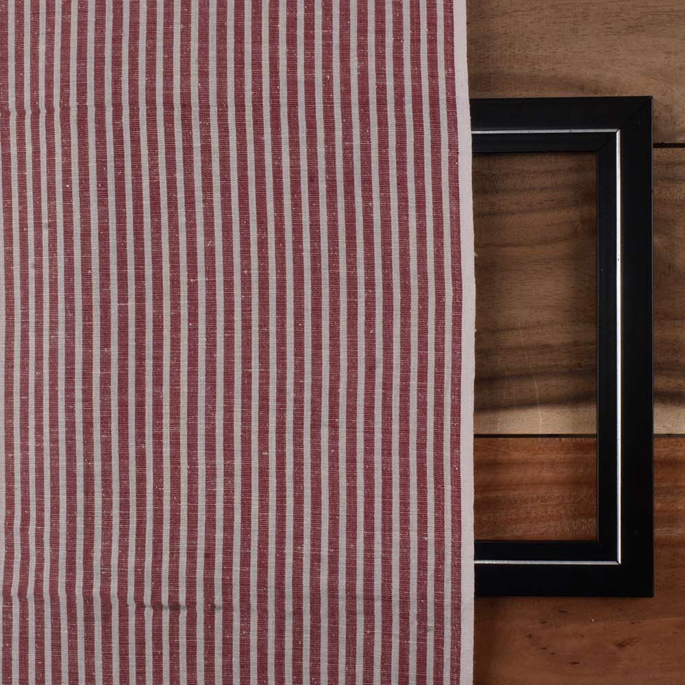 STRIPE PLUM MATKA SILK & COTTON BLEND 105 GSM HANDWOVEN FABRIC