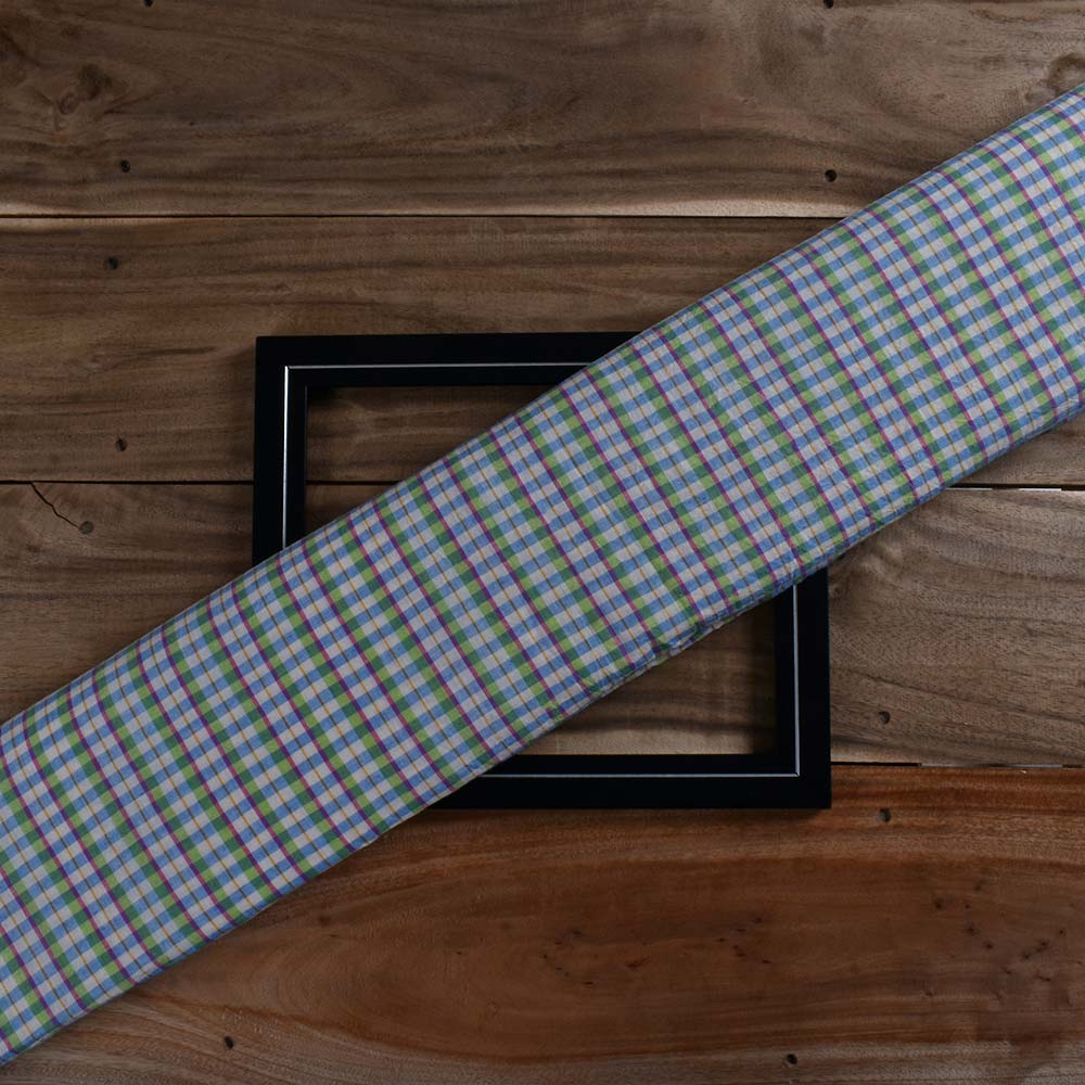 Check Multi Color Pure Cotton 60 GSM Handwoven Fabric 352