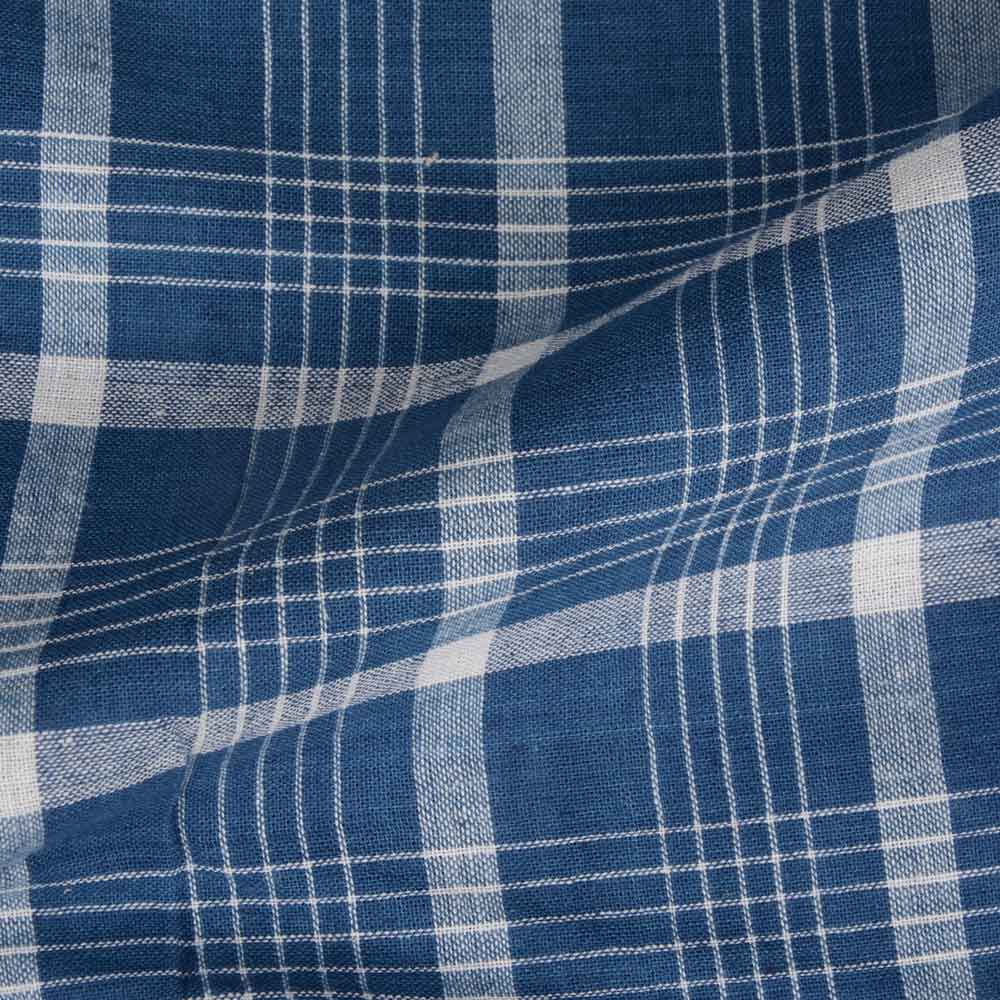 Check Blue & White Pure Cotton 92 GSM Handwoven Fabric 81