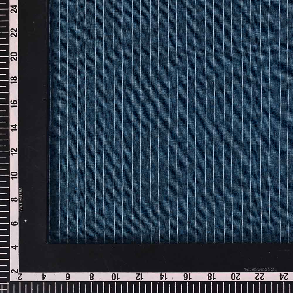 STRIPE TURQUOISE PURE COTTON 110 GSM HANDWOVEN FABRIC