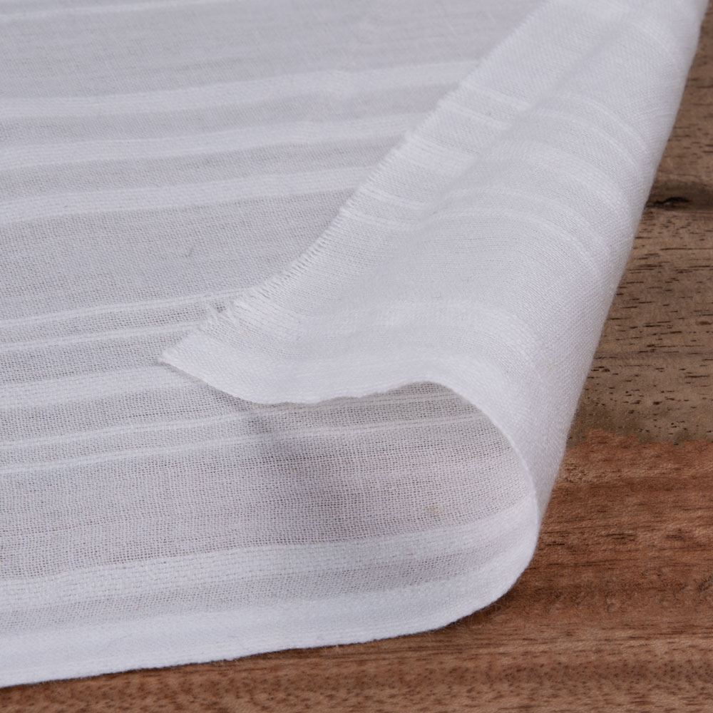 WHITE STRIPE COTTON 77 GSM FABRIC - BLEACHED WHITE & DYEABLE G