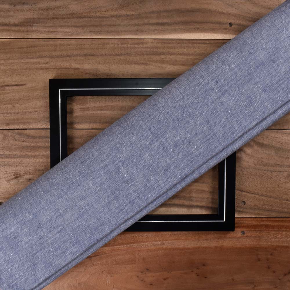 Chambray Blue Khadi Cotton 115 GSM Handwoven Fabric N7