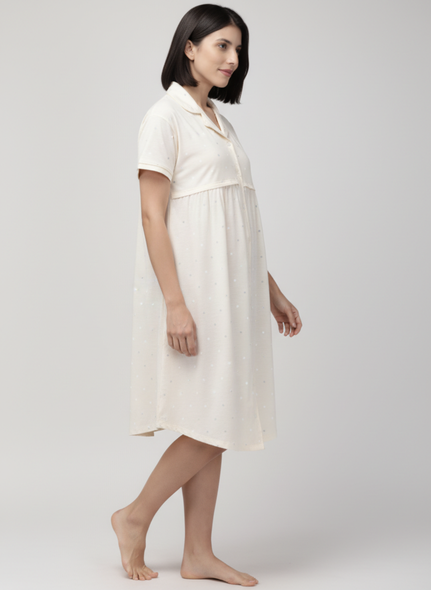 Umpire Line Dress With Lapel Neck
