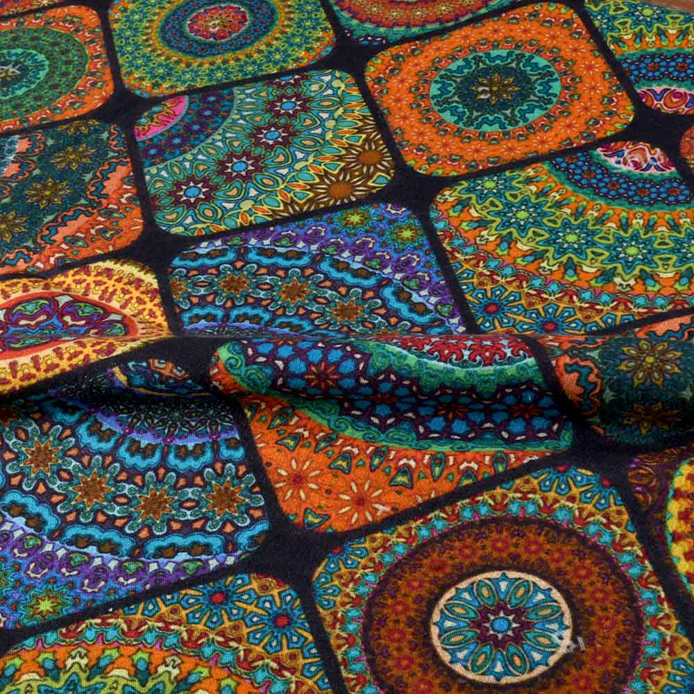 ABSTRACT BLACK DIGITAL PRINTED KHADI COTTON 120 GSM HANDWOVEN FABRIC