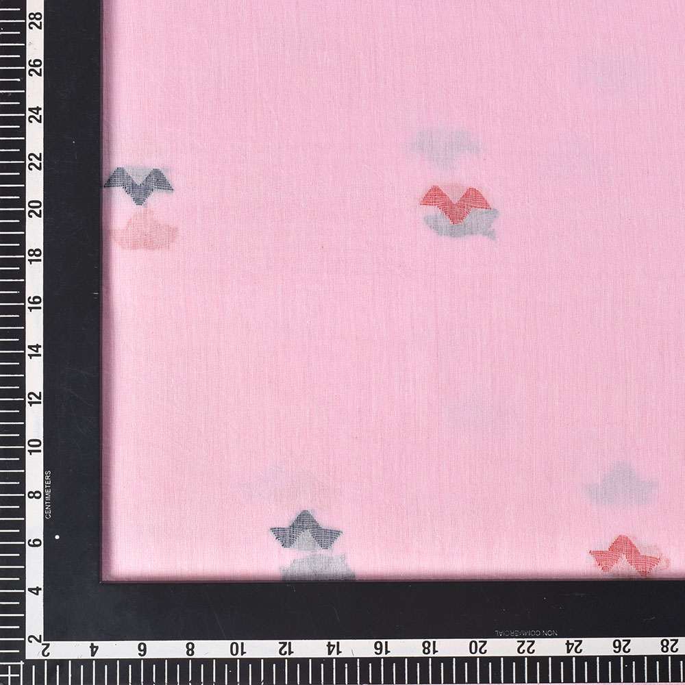 GEOMETRIC PINK JAMDANI PURE COTTON 55 GSM HANDWOVEN FABRIC
