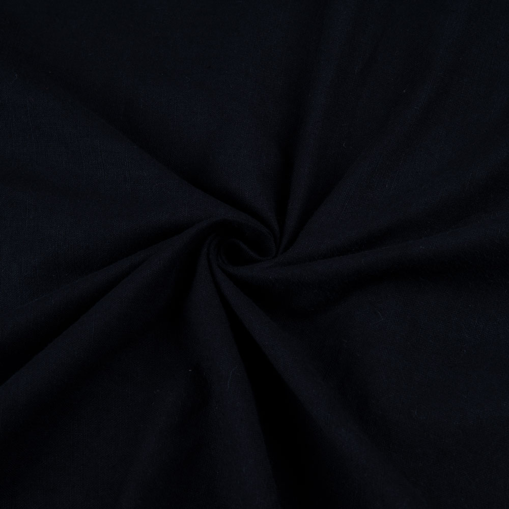Plain Black Khadi Cotton Fabric - 115 GSM Handspun & Handwoven 02