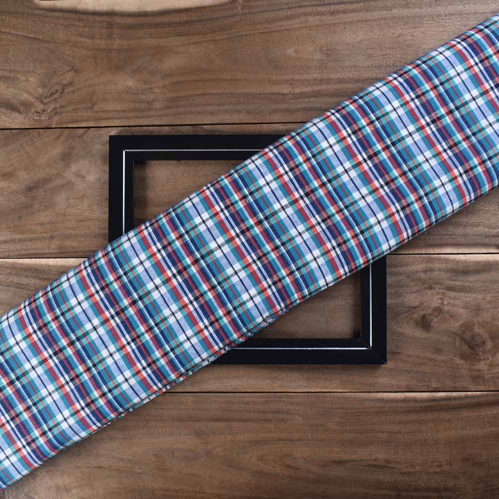 Check Multicolour Pure Cotton 95 GSM Handwoven Fabric 482