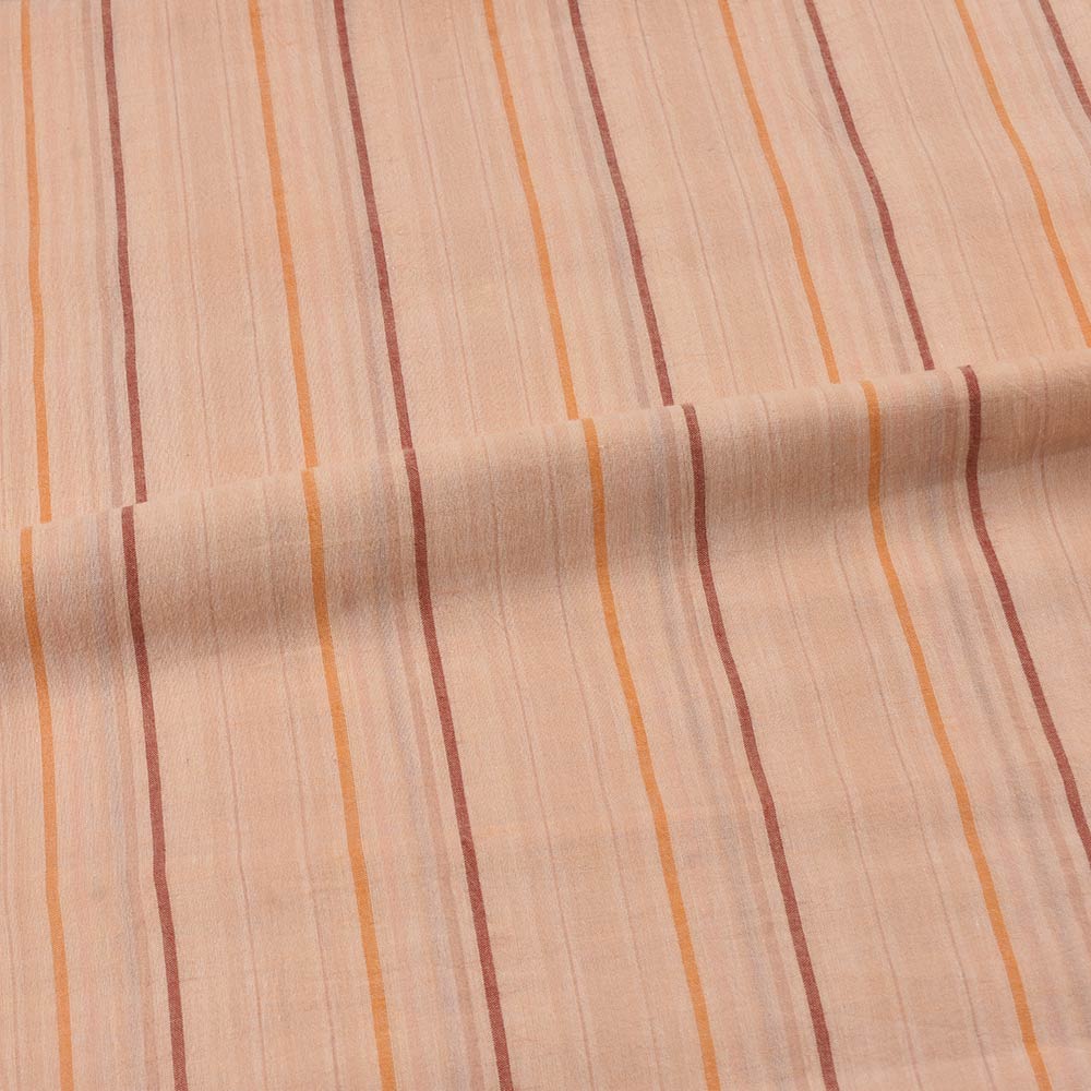 STRIPE PEACH PURE COTTON 62 GSM HANDWOVEN FABRIC