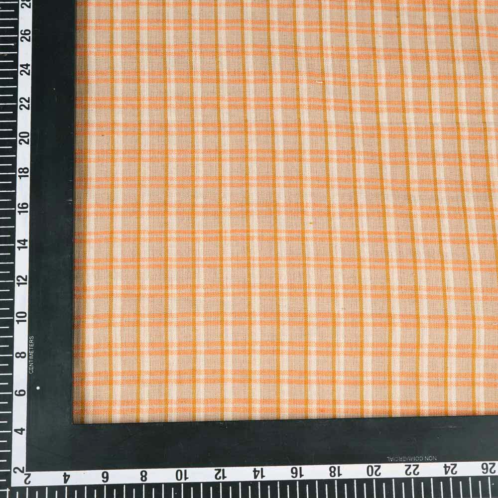 CHECK BEIGE COTTON 115 GSM HANDWOVEN FABRIC