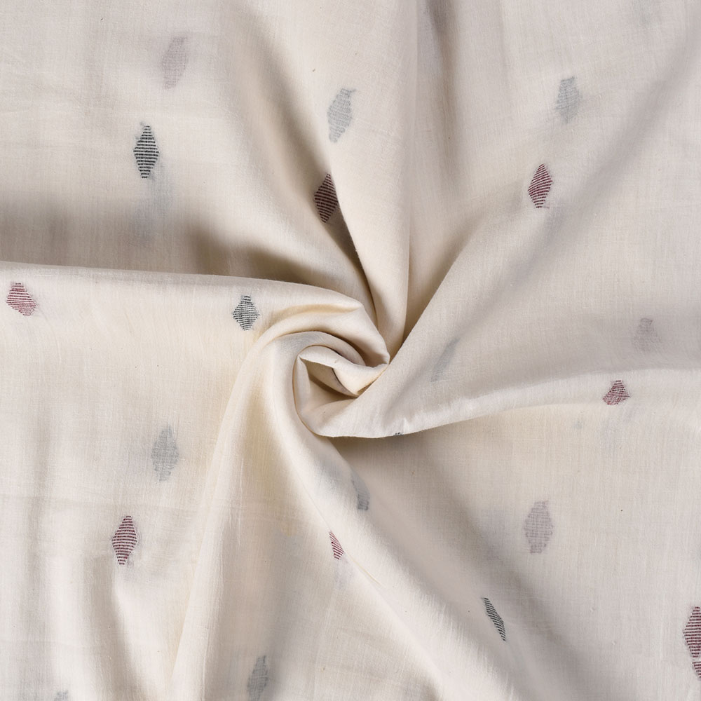 Geometric Cream Jamdani Pure Cotton 55 GSM Fabric 95