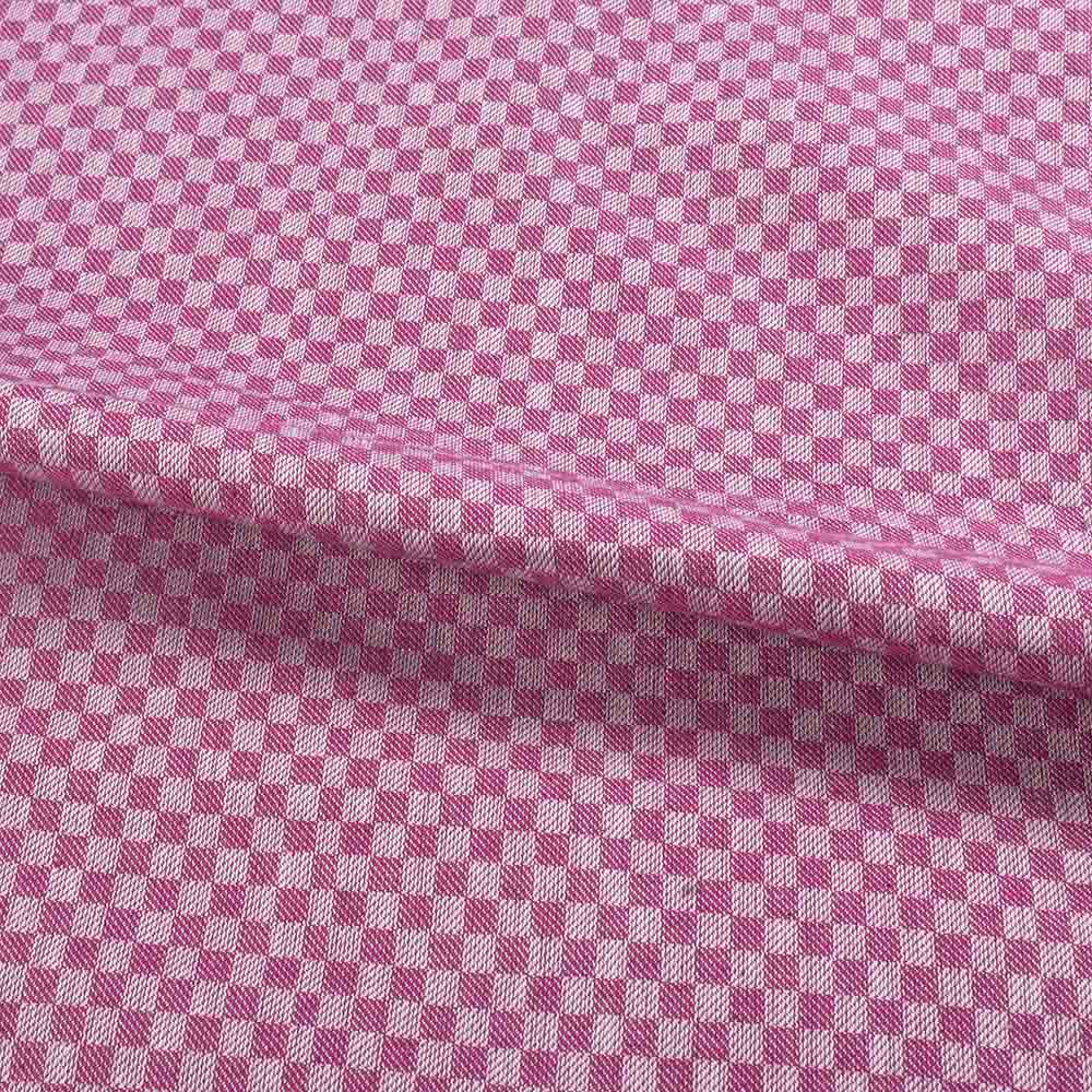 CHECK PINK & WHITE TWILL PURE COTTON 100 gsm HANDWOVEN FABRIC