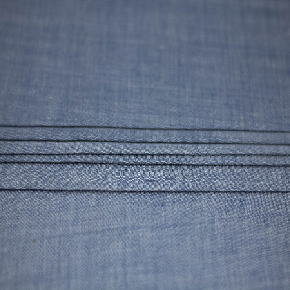 Chambray Blue Khadi Cotton 75 GSM Handwoven Fabric H53