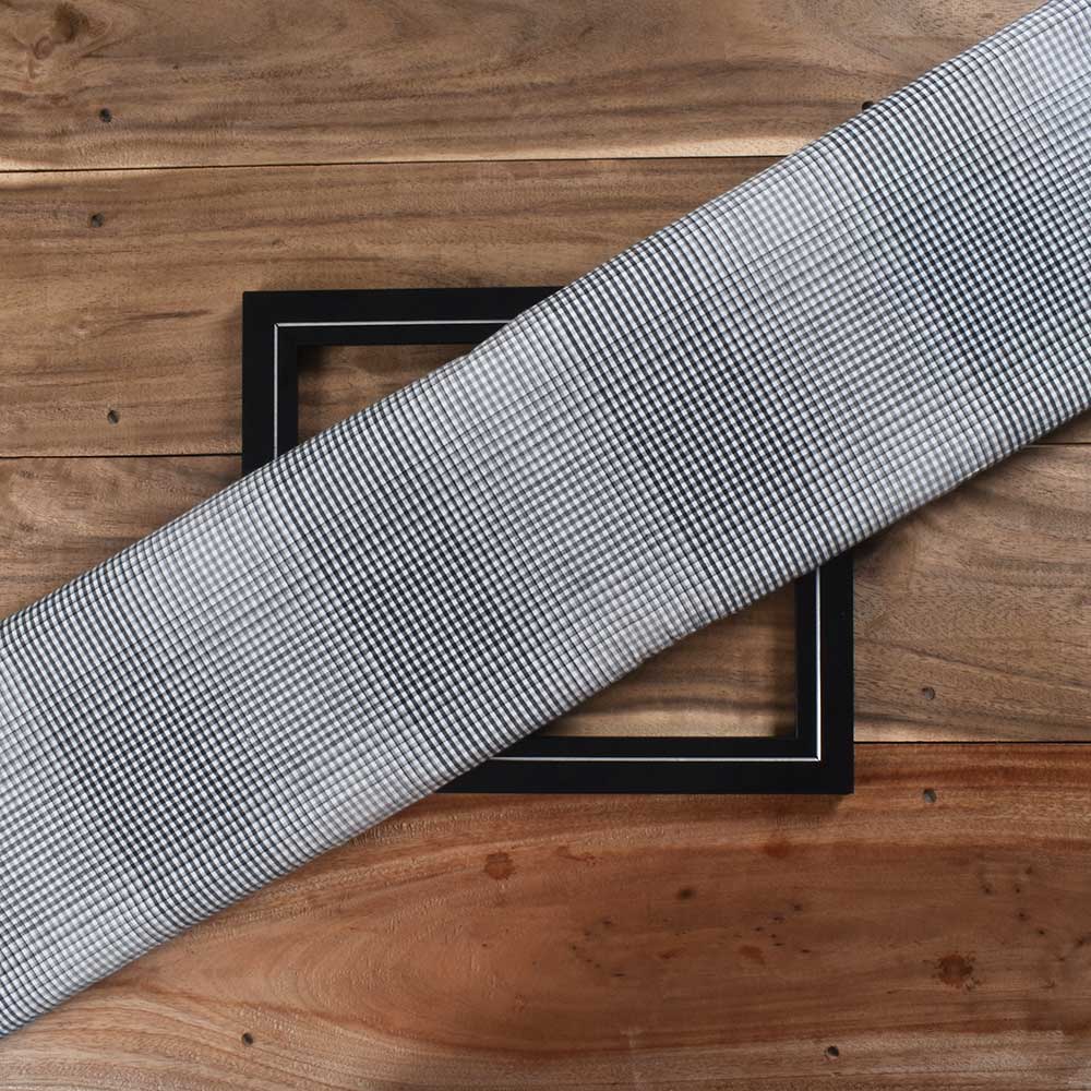 Check Black & White Pure Cotton 80 GSM Handwoven Fabric