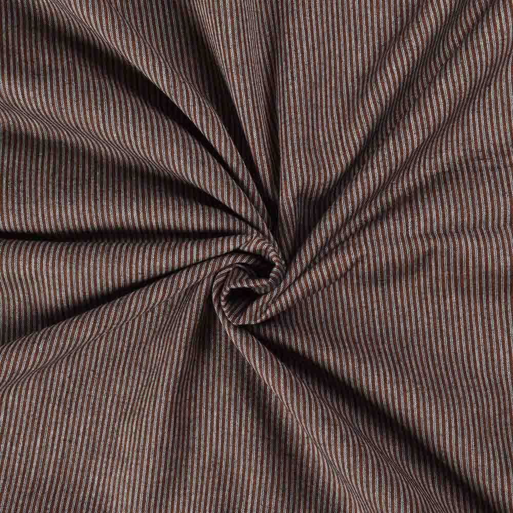 Stripe Brown Black Pure Cotton 105 GSM Handwoven Fabric