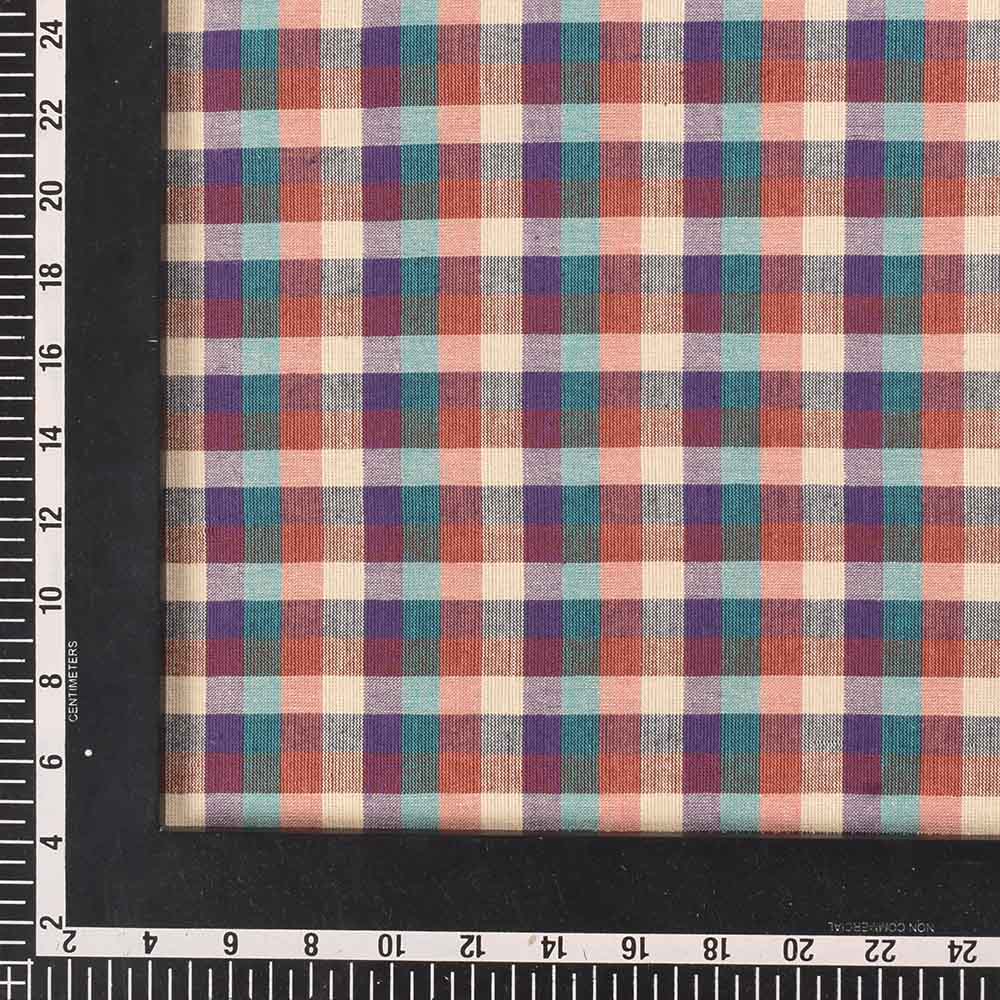 CHECK MULTICOLOUR PURE COTTON 100 GSM HANDWOVEN FABRIC 465