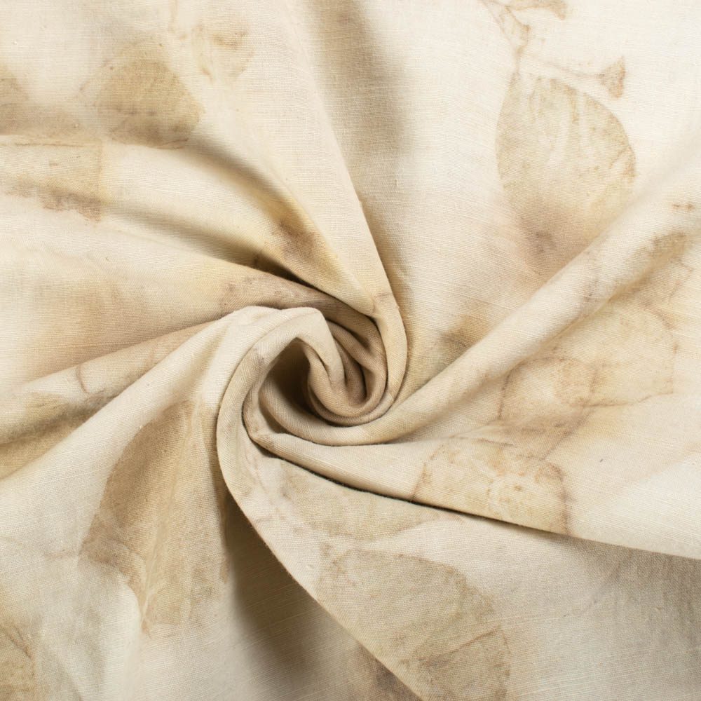 Punica Granatum & Indian Woodrose Leaf Eco Print Naturally Dyed Khadi Cotton Fabric 120 GSM