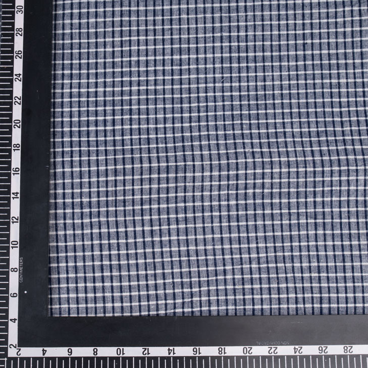 CHECK BLUE PURE COTTON 95 GSM HANDWOVEN FABRIC 190