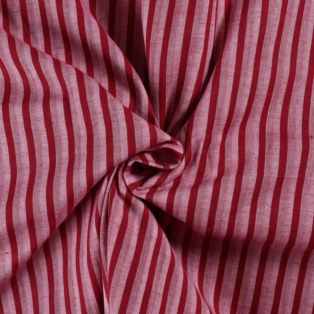 Stripe Red Pure Cotton 100 GSM Handwoven Fabric