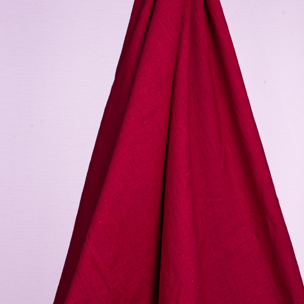 Plain Red Pure Khadi 140 GSM Handspun & Handwoven Fabric