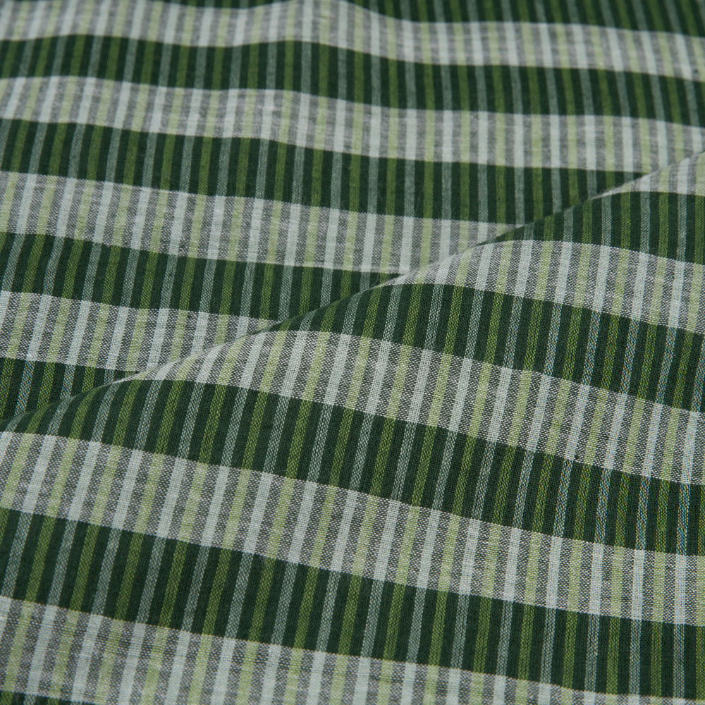CHECK GREEN PURE COTTON 58 GSM HANDWOVEN FABRIC