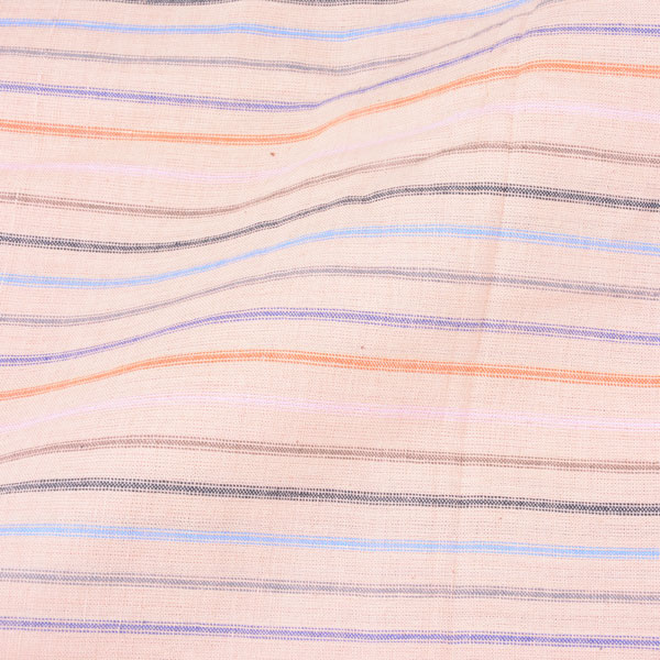 Stripe Peach Multicolour Pure Cotton 100 GSM Handwoven Fabric