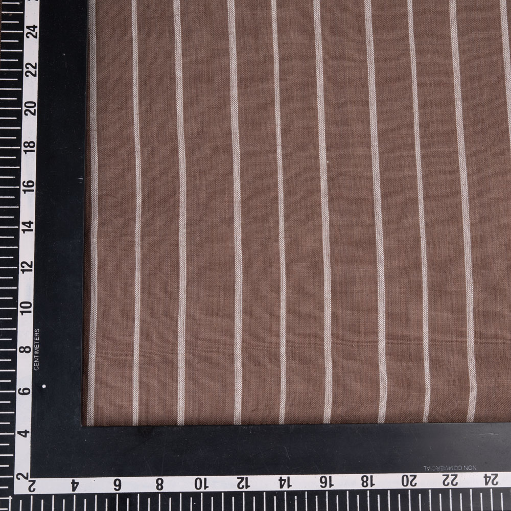 STRIPE BROWN PURE COTTON 102 GSM HANDWOVEN FABRIC