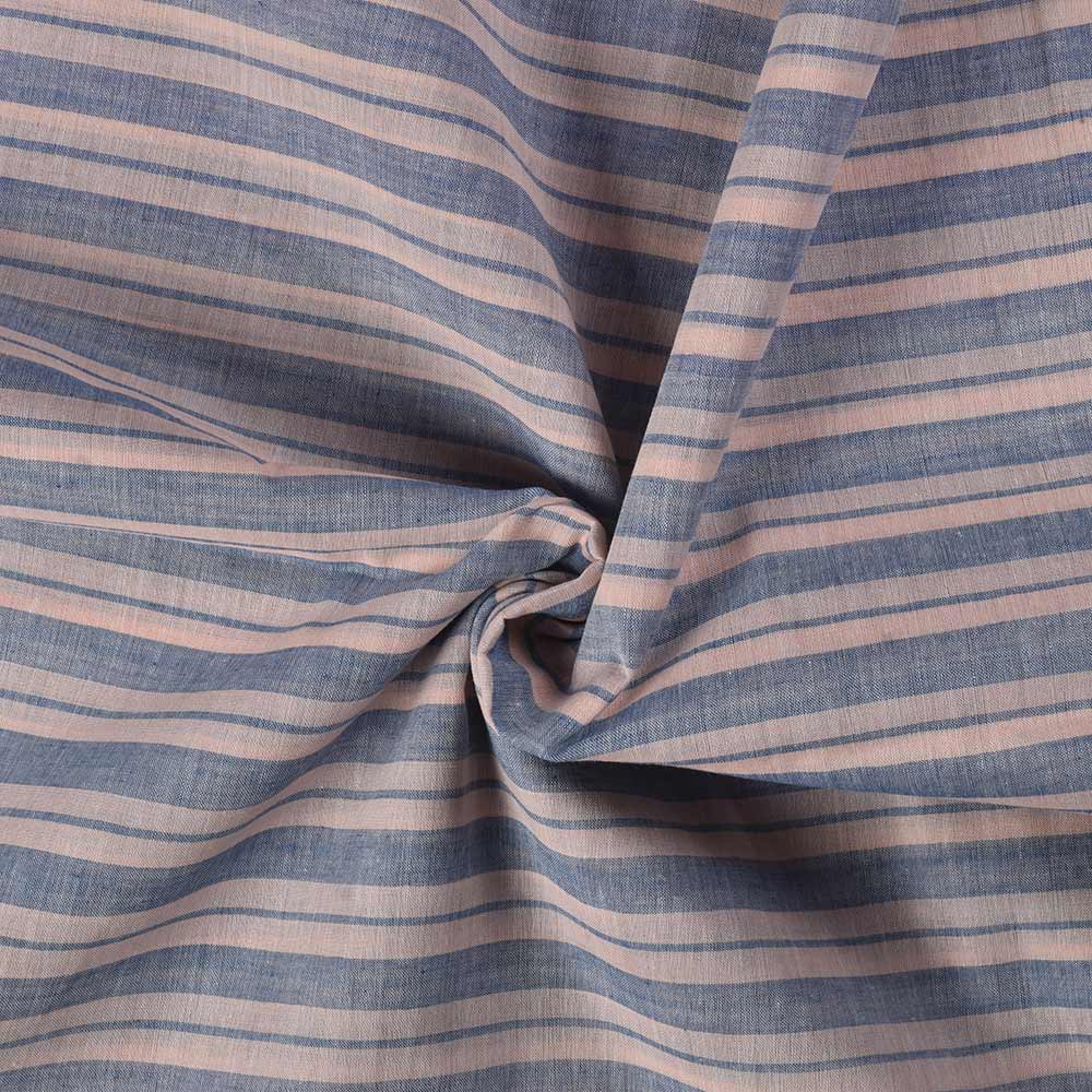 Stripe Blue & Cream Pure Cotton 62 GSM Handwoven Fabric