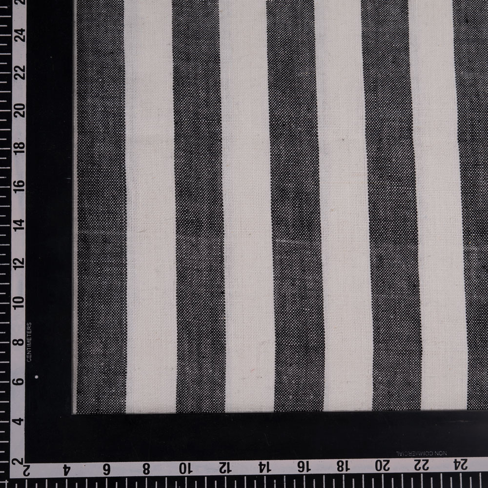 STRIPE BLACK & WHITE PURE KHADI 201 GSM HANDSPUN & HANDWOVEN FABRIC