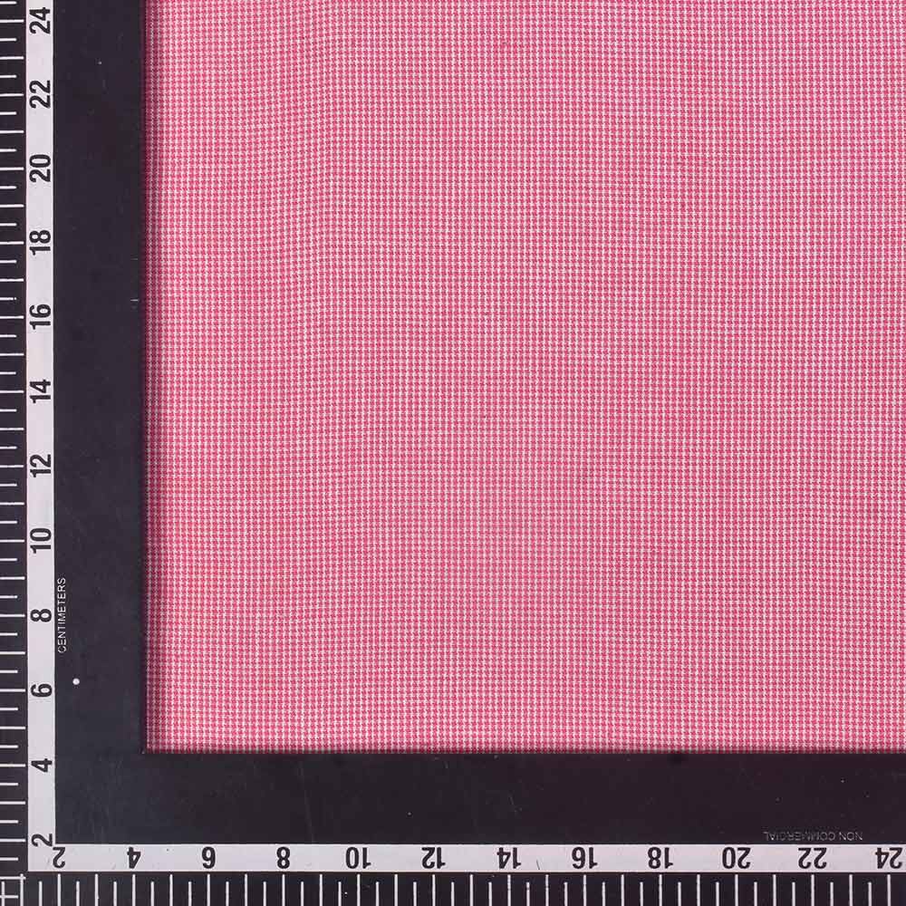 CHECK HOUNDSTOOTH PINK & WHITE PURE COTTON 98 GSM HANDWOVEN FABRIC