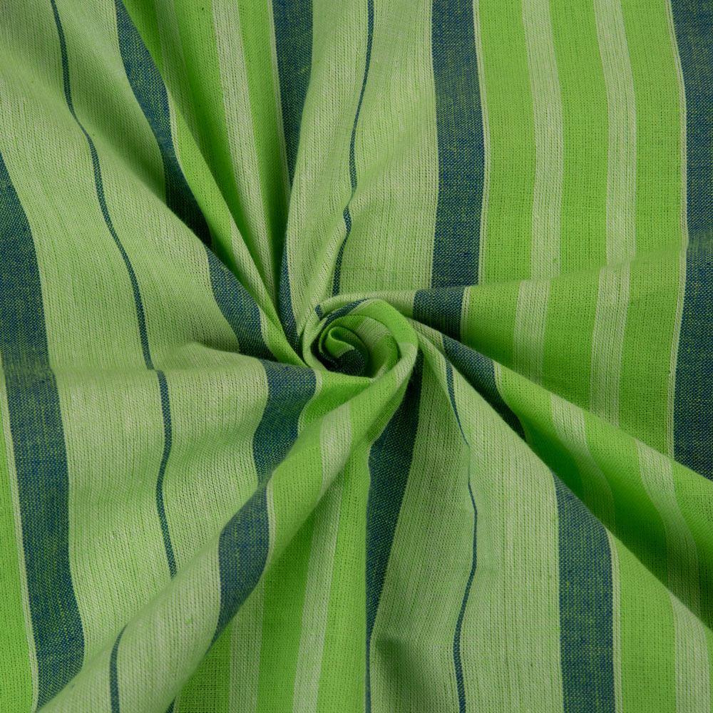 Stripe Green Pure Cotton 92 GSM Handwoven Fabric