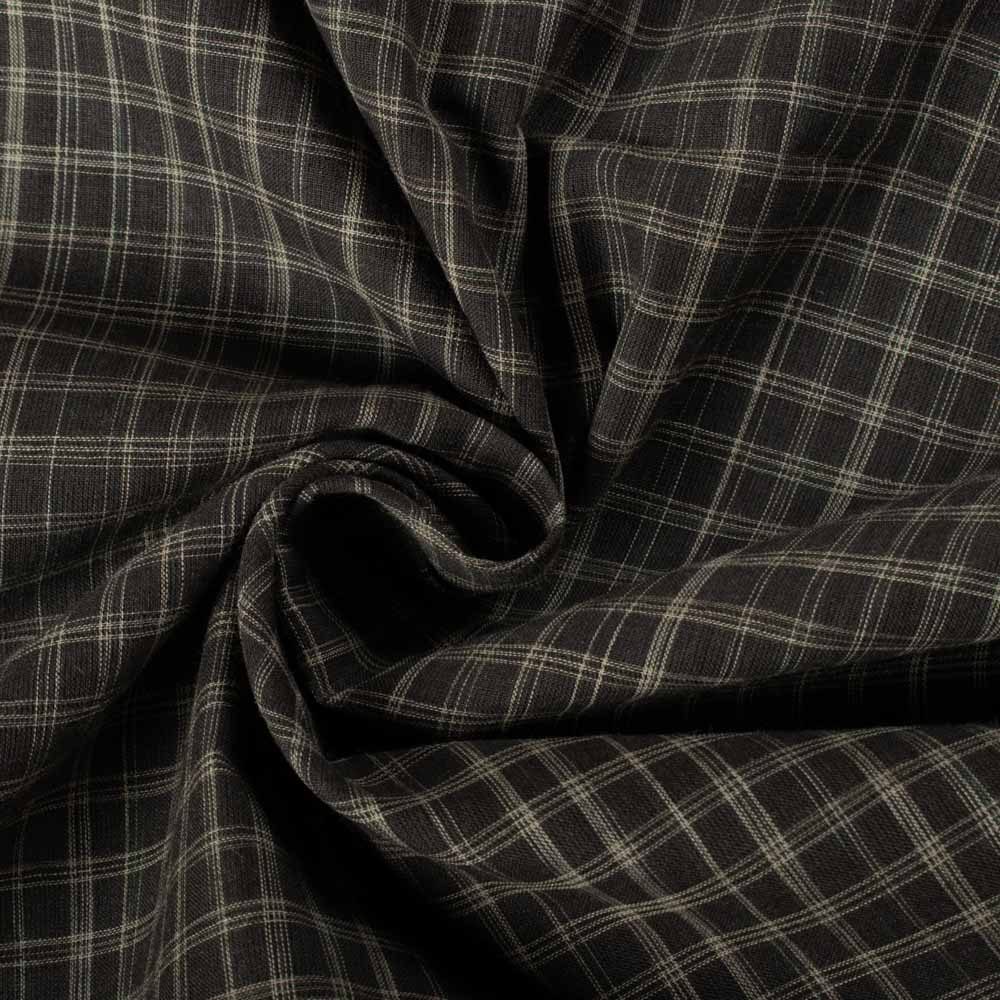Check Black & Cream Tie Dye 60 GSM Pure Cotton Handwoven Fabric