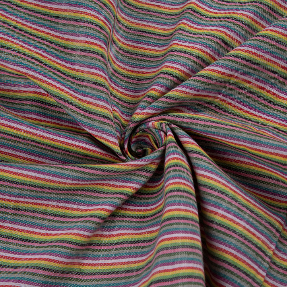 Stripe Multicolour Pure Cotton 100 GSM Handwoven Fabric