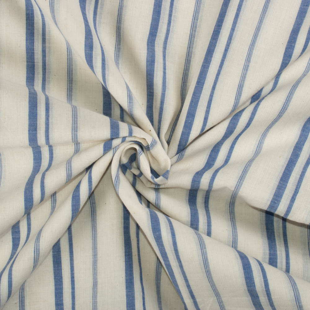 Stripe Blue White Pure Cotton 70 GSM Handwoven Fabric 96