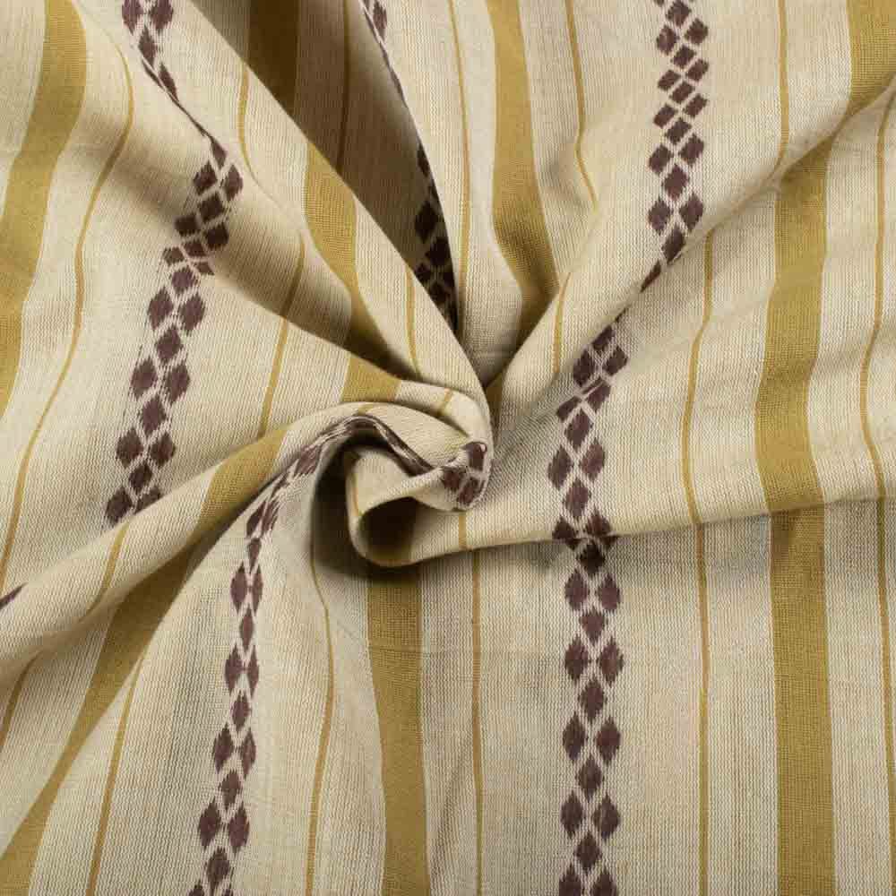 Stripe Yellow Rhombus Extra Warp 100 GSM Pure Cotton Jacquard Fabric