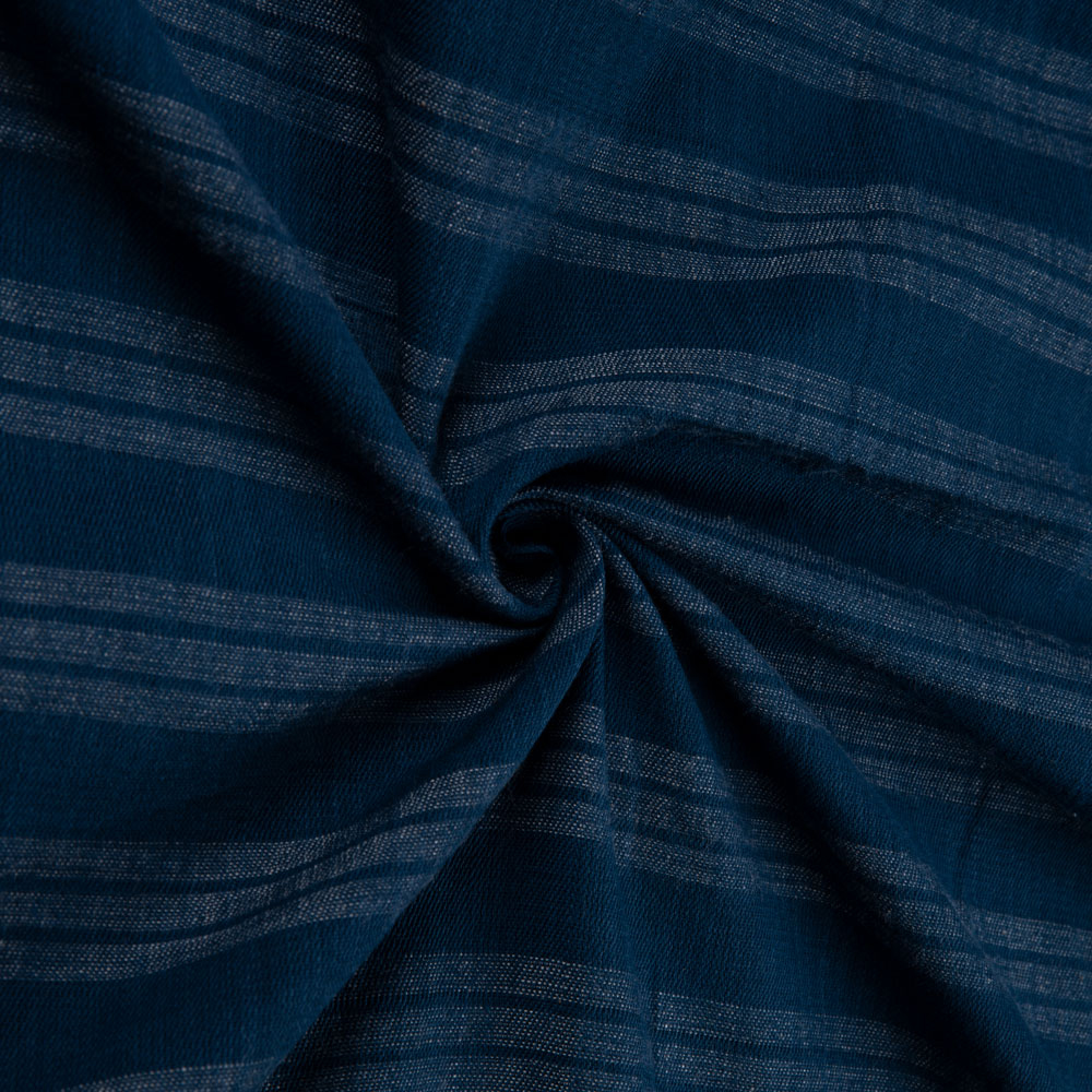 Stripe Denim Twill Navy Pure Cotton 110 GSM Handwoven Fabric