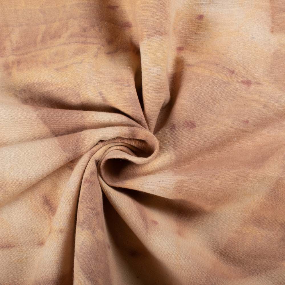Curcuma Longa & Bambusa Vulgaris Leaf Eco Print Naturally Dyed Khadi Cotton Fabric 120 GSM