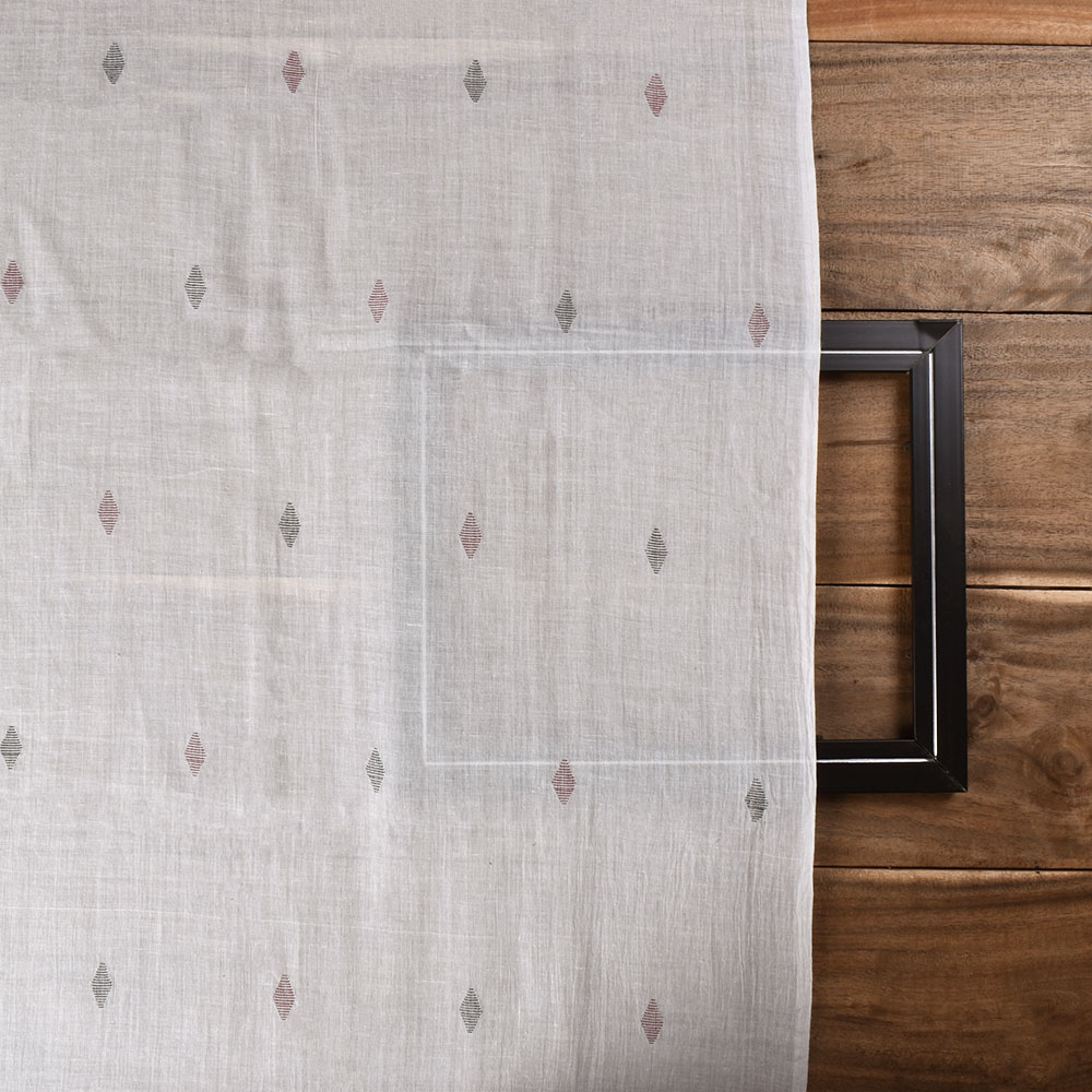 GEOMETRIC CREAM JAMDANI PURE COTTON 55 GSM FABRIC 95