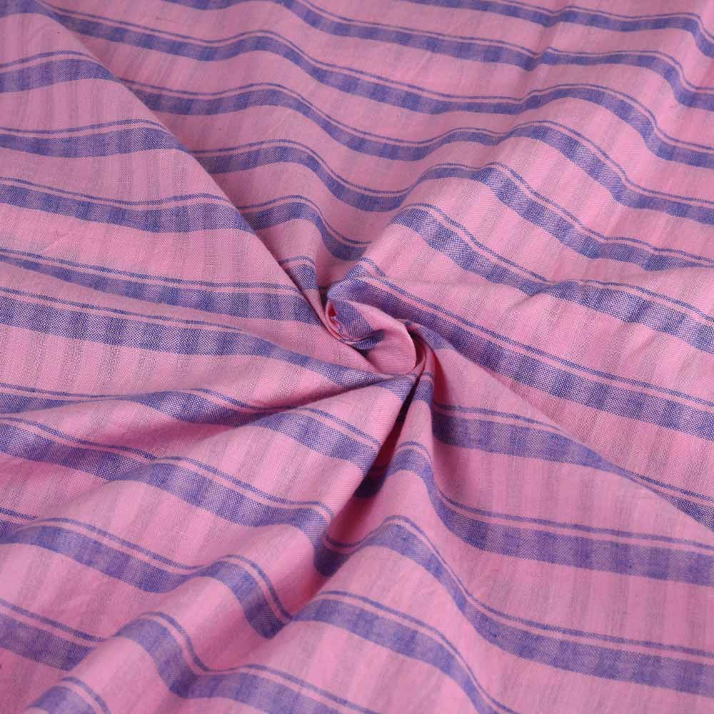 Stripe Pink Pure Cotton 87 GSM Handwoven Fabric 77