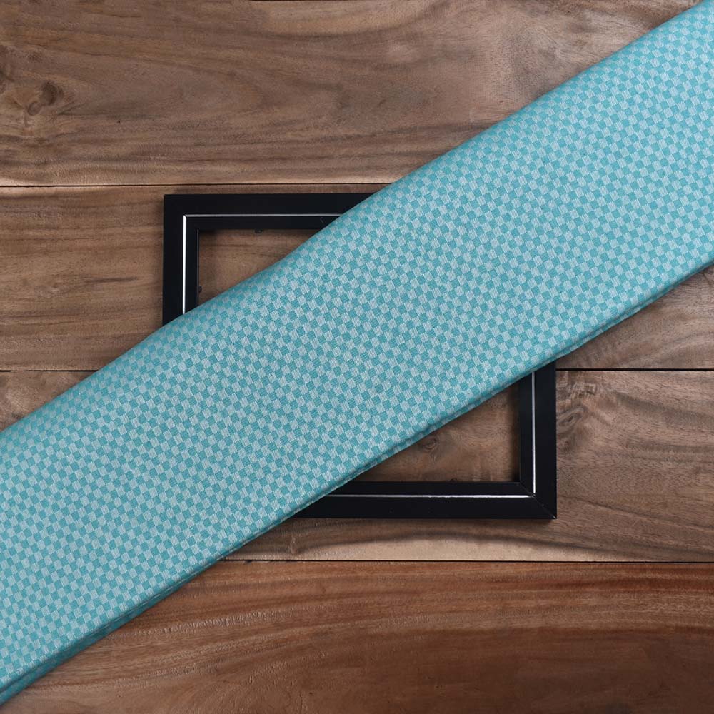 Check White & Green Twill Pure Cotton 100 GSM Handwoven Fabric