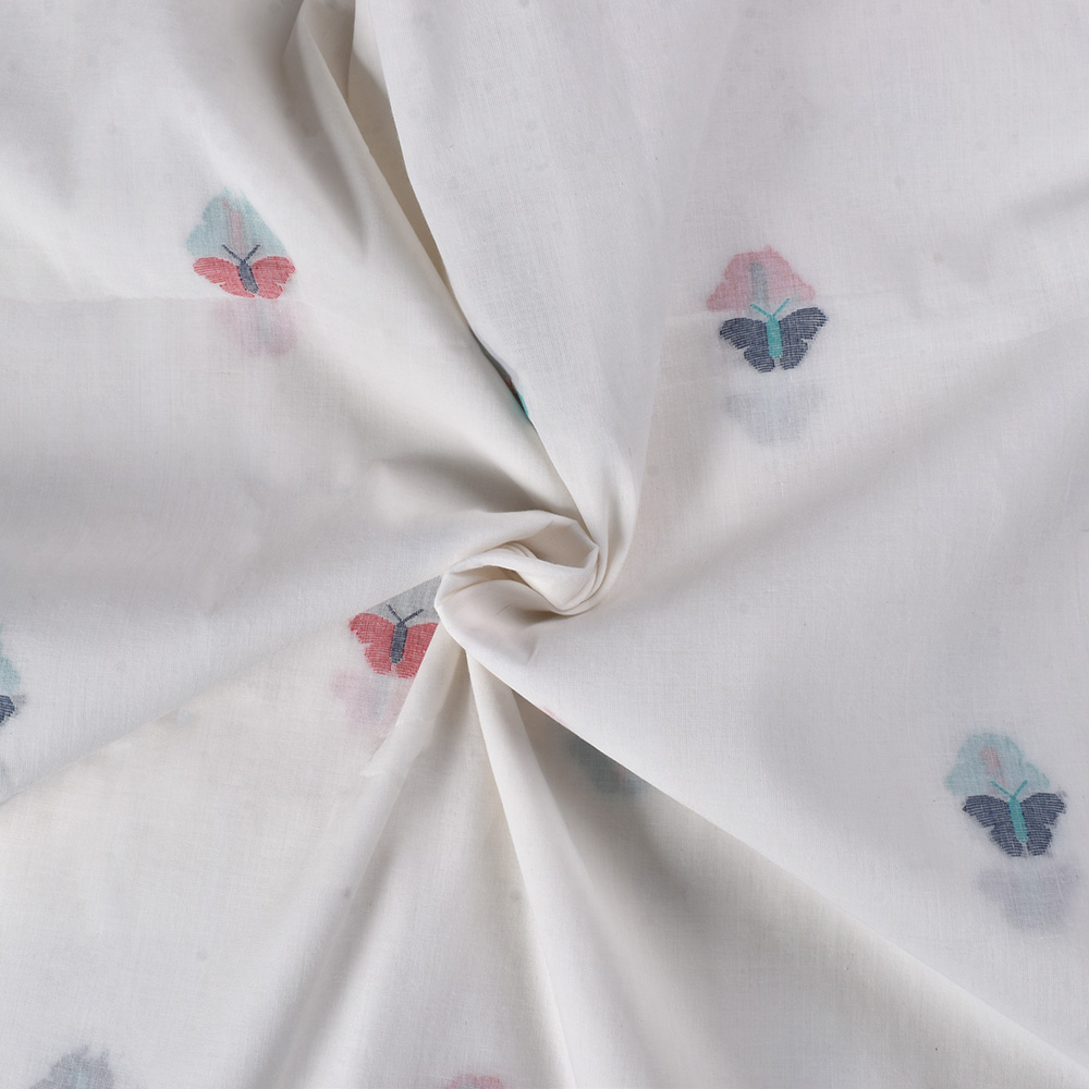 Multicolor Butterfly Jamdani Pure Cotton 54 GSM Handwoven Fabric 288