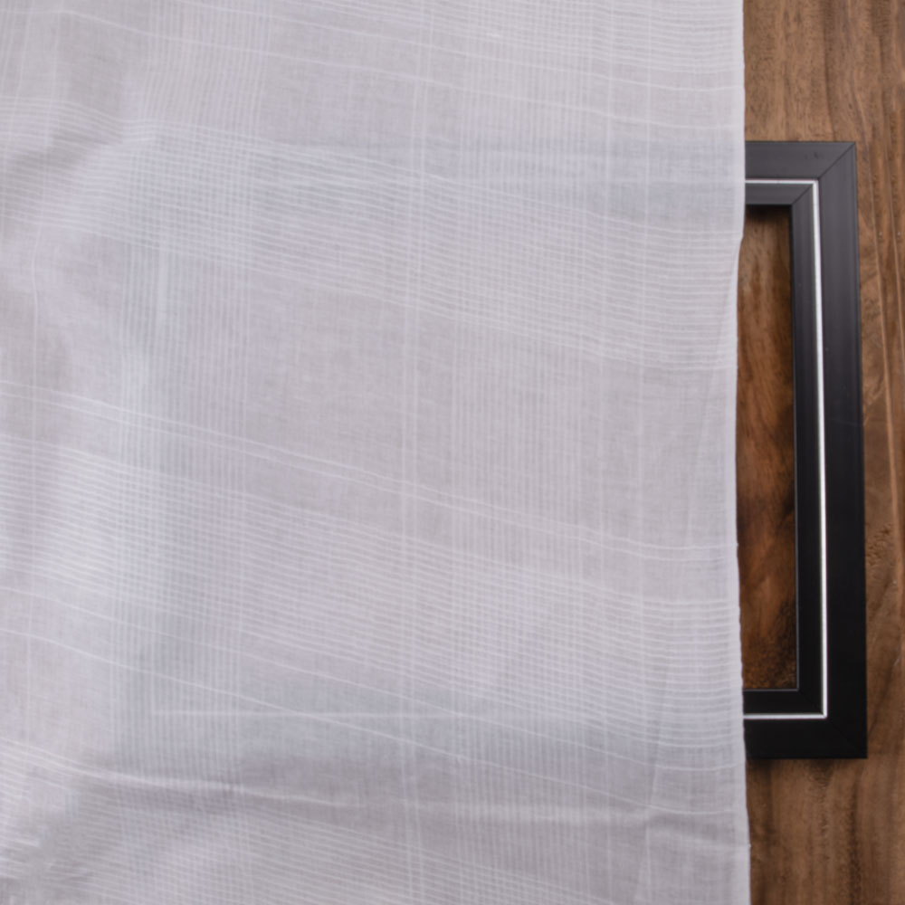 WHITE CHECK COTTON chiffon 62 GSM HANDWOVEN FABRIC | BLEACHED WHITE & DYEABLE