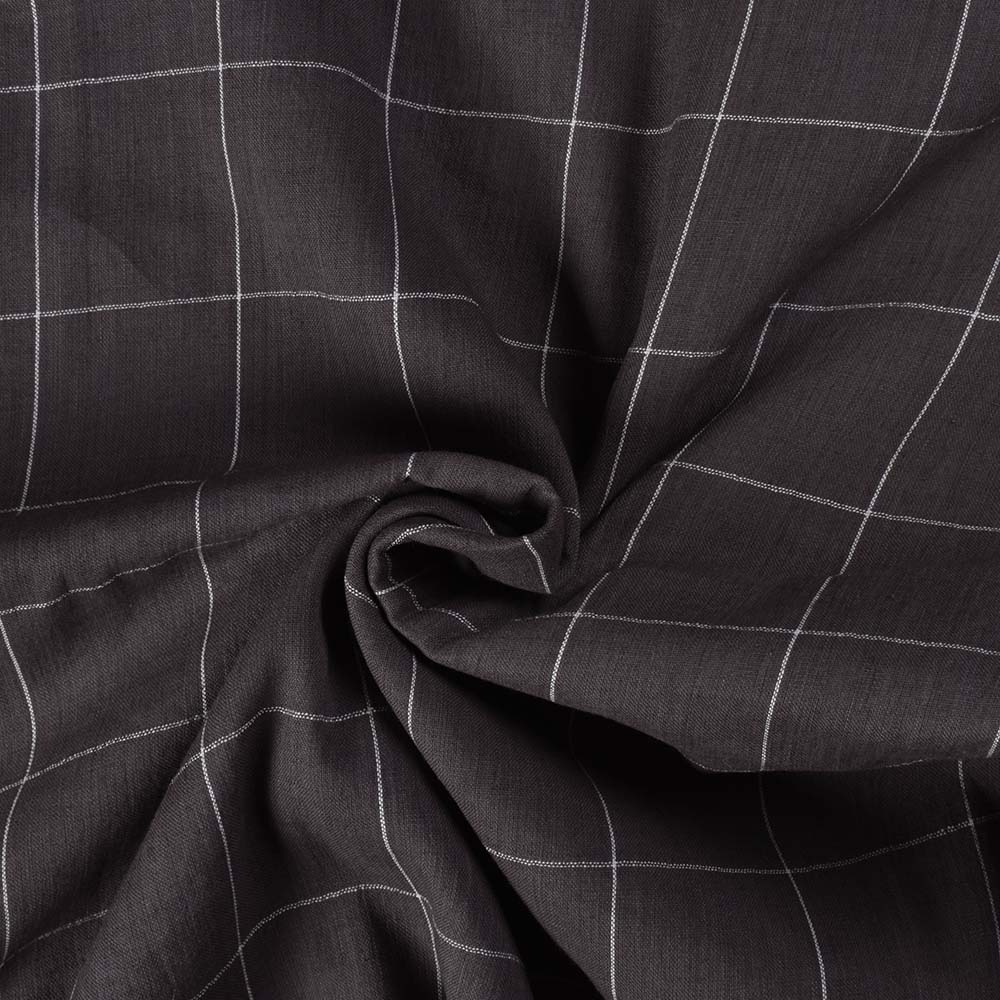 Check Grey Pure Cotton 76 GSM Handwoven Fabric
