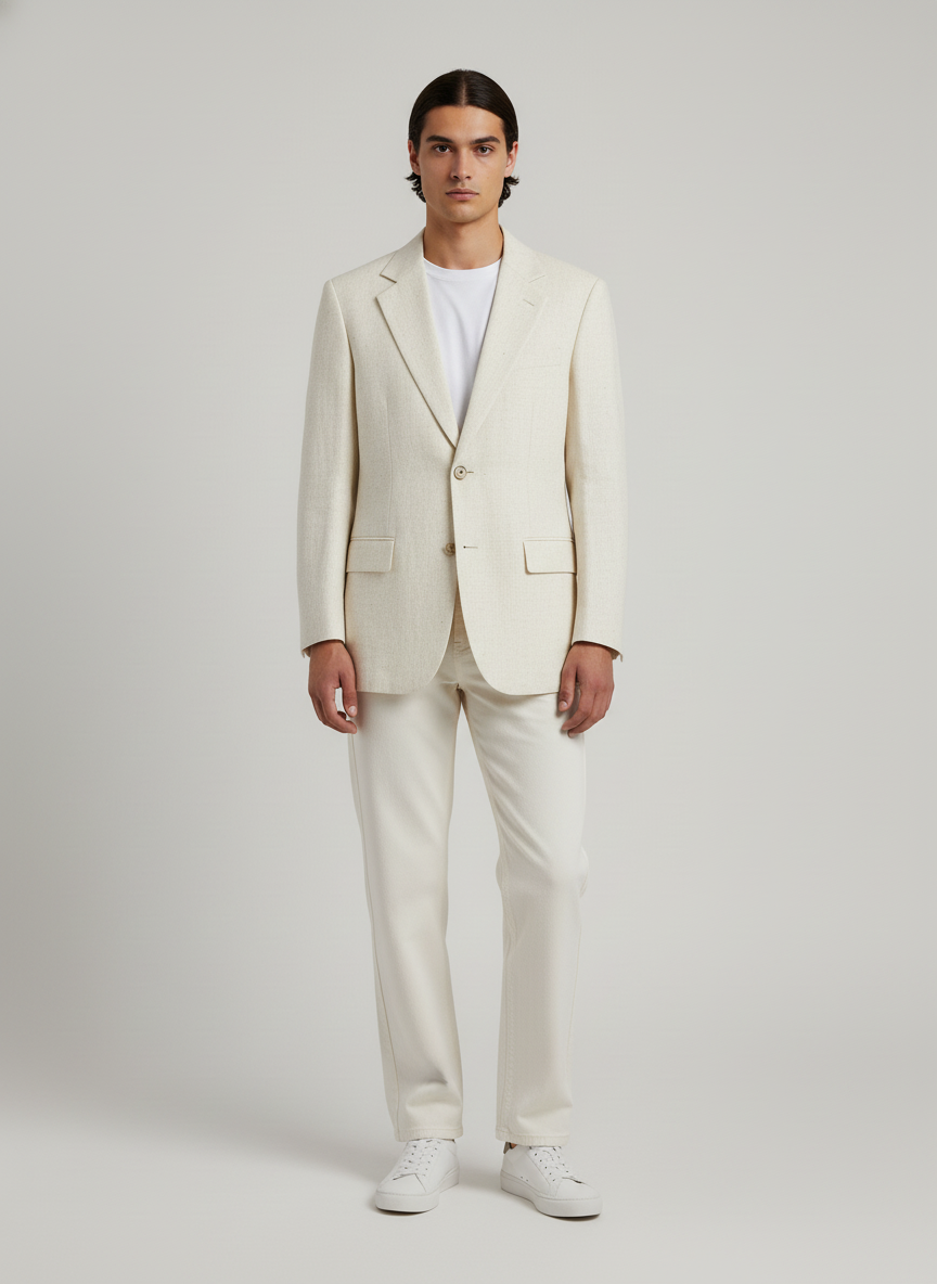 Squared Collared Coat With Notch Lapel- Side Flap Pockets