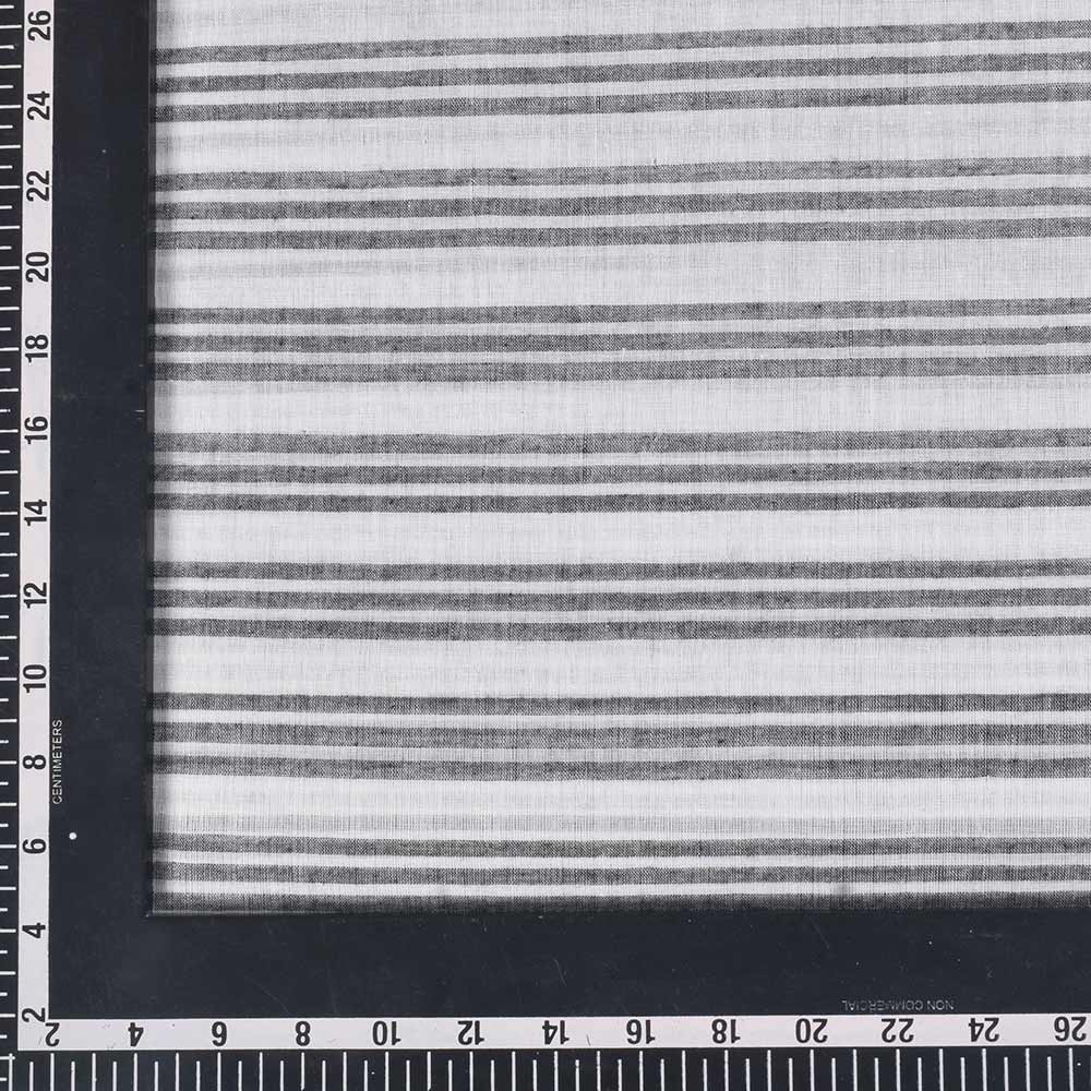 STRIPE BLACK & WHITE PURE COTTON 58 GSM HANDWOVEN FABRIC