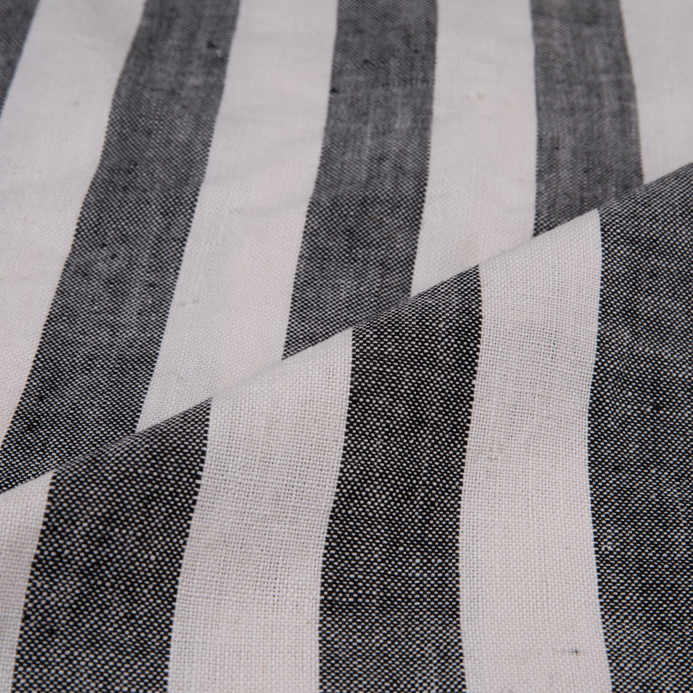 STRIPE BLACK & WHITE PURE KHADI 201 GSM HANDSPUN & HANDWOVEN FABRIC
