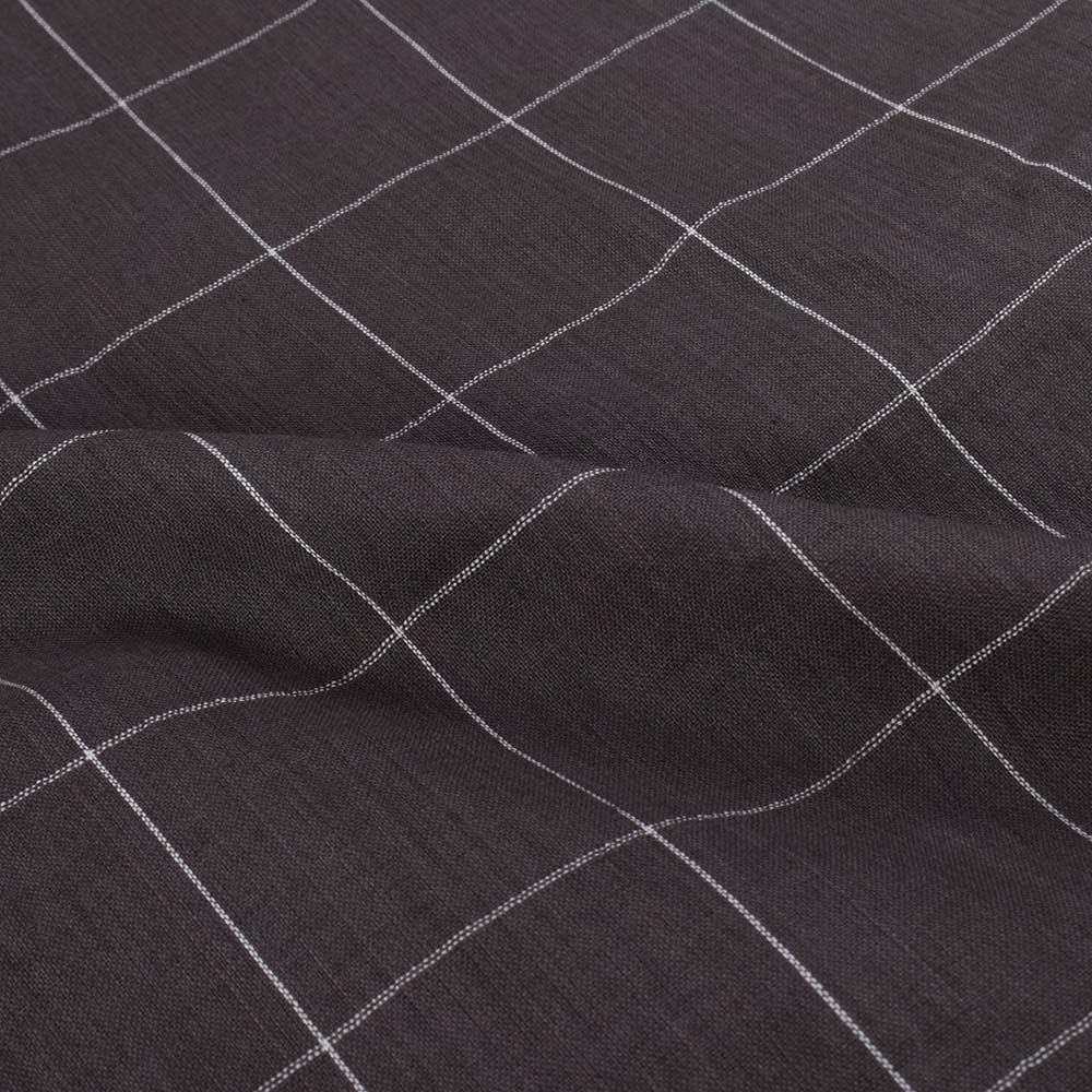 CHECK GREY PURE COTTON 76 GSM HANDWOVEN FABRIC