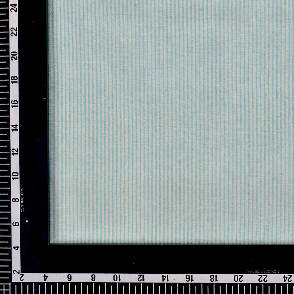 STRIPE GREEN & WHITE PURE COTTON 73 GSM HANDWOVEN FABRIC